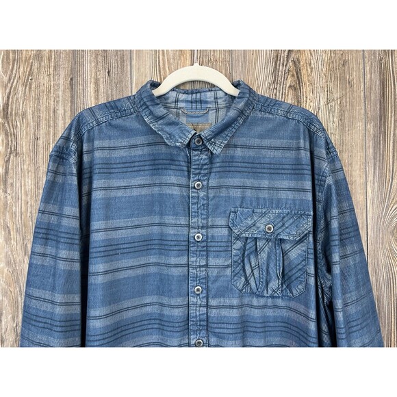 Royal Robbins Corduroy Shirt Mens XXL Standard Fit Blue Plaid Button Up Casual - Picture 2 of 13